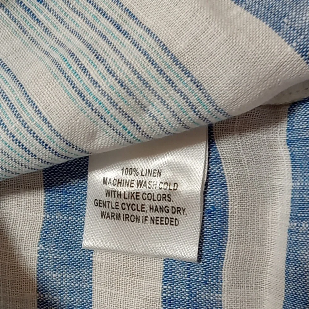 Untuckit Womens LINEN VIETTI NEW Work Shirt 12 Top Blouse STRIPPED BLUE NEW - Picture 3 of 8
